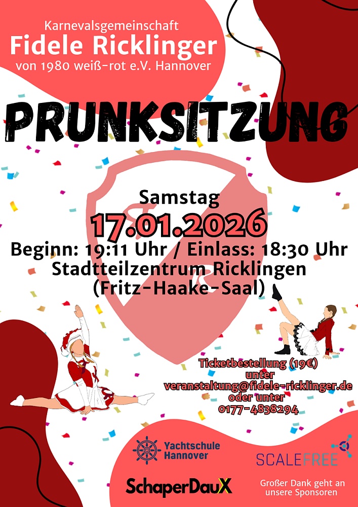 Fidele Ricklinger Prunksitzung am 17.01.2026 im Stadtteilzentrum Ricklingen, Fritz-Haake-Saal